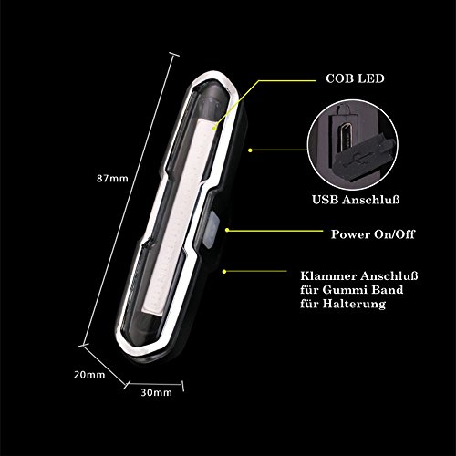 SOOJET RL75 USB Wiederaufladbare LED Fahrrad Rücklicht Sport Bicycle Rear Light Taillight Rücklicht – Fahrrad Helm Licht – LED Licht Max 150 Lumen Rot Blau Licht 5 Licht-Modis - 2