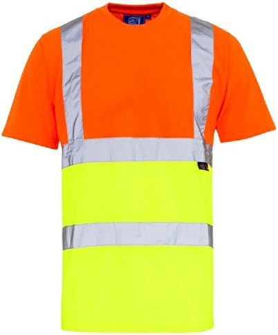 Hi Vis Short Sleeve Safety Work Crew Neck T Shirt EN471 (Medium, Orange/Yellow)