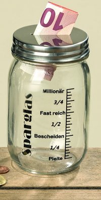 Preisvergleich Produktbild Spardose Sparbüchse Vorratsglas (Sparglas)