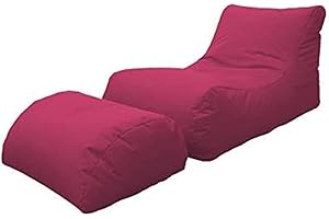 Talamo Italia Chaise Longue Moderna da Soggiorno, Made in Italy, Poltrona con poggiapiedi in Nylon, Pouf Imbottito per Camera da Letto, cm 120x80h60, Colore Fucsia