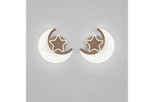 LOGT Kinkiet LED księżyc wewnętrzny drewniany 12W nowoczesny kinkiet dziecięcy gwiazdy i księżyc lampka nocna 3 temperatury barwowe chłopiec dziewczynka dzieci sypialnia lampka nocna,2pcs.