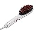 NASV-100 Electric LCD Ceramic Massager Hair Straightener Anti Scald Comb Brush - Professional Fast Hair Straightening Instant Heating Detangling Paddle Styling Tool - UK Plug (White)