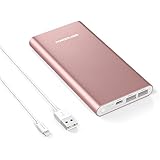 Apple Lightning Portable Power Bank, Poweradd Pilot 4GS 12000mAh External Battery Charger with 3A High-Speed Output for iPhone, iPad, iPod, Samsung Galaxy and More - Rose Gold (Lightning Cable Included)