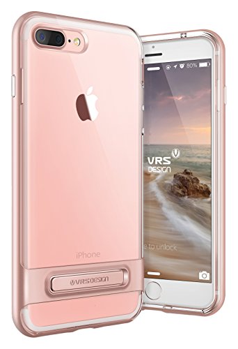 VRS Design Funda iPhone 7 Plus Carcasa Transparente  Oro Rosa  Flexible TPU Protecci  n de Grado Militar Carcasa Choque Absorci  n  Kickstand  Crystal Bumper  para Apple iPhone 7 Plus 2016