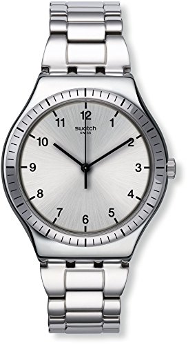 Swatch Damen Digital Quarz Uhr mit Edelstahl Armband YWS100G
