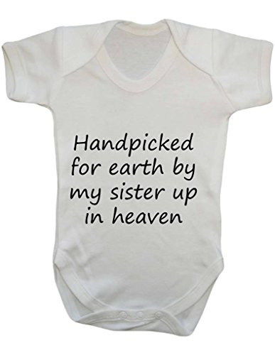 Handpicked For Earth By My Sister Up In Heaven Miracle Rainbow Baby Angel Sibling Baby Onesie Vest