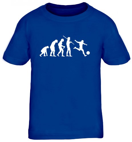 Shirtstreet24, EVOLUTION FUSSBALL, EM WM Sport Kinder Fun T-Shirt , Größe: 110 / 116,royal blau