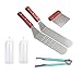 Produktbild Professional Grade 7-teilig Edelstahl BBQ Grill und Grillpfanne Spatel Set ideal für Blackstone, Camp Chef und anderen flachen Top Grillplatte (2 Spatel, 1 Kelle, 1 Zange, 1 Scrub Pinsel, 2 Flaschen)