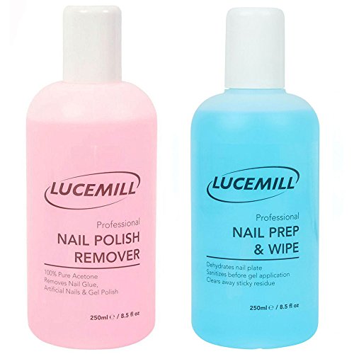 Lucemill Professional ACETONE ACRYLIC NAIL GEL POLISH REMOVER + NAIL PREP & WIPE 250mL