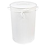 BigDean Wäschekorb 70l Bambus RUND WEISS 60x40 Wäschetruhe...
