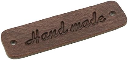 SCYarn Synthetic Leather Handmade Label 0.5In X 2In (13Mm X 45Mm) Dark Brown 10Pcs