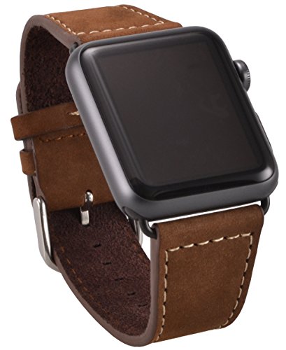 Apple Watch Series 1, Series 2, Edition Echt Leder Armband OKCS Uhrenband Leder Erstatzband Strap Genuine 38 mm – in Braun - 2