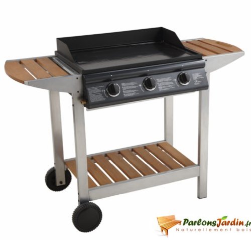 Barbecue Plancha au gaz Luna 3 titane sur chariot