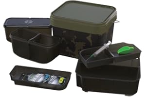 Korda PVA Kontainer System, 10L, Dark Kamo, Modular Storage with 2 Sealed Mini-Kontainers, Mixing Tray, Terminal Tackle Trays, Includes PVA Bags, Syringe, Bait-Scoop, Fishing Essentials, Compact