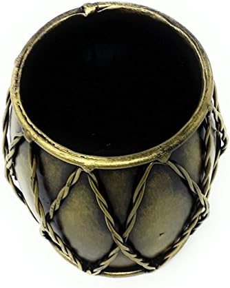 Metal Dholak Shaped Pen Holder(Metallic colour)