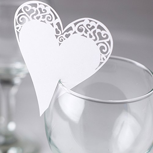 Tischkarte 10 Stück – Herz mit Musterung weiß – zu allen Feierlichkeiten wie z.B.Geburtstag oder Hochzeit - 2