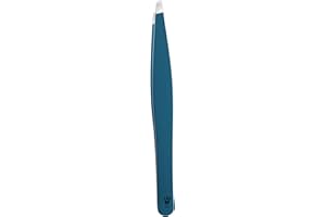 Wamza Tweezers for Facial Hair Women & Men - Pack of 1 -Slanted Eyebrow Tweezers Professional- Stainless Steel Precision Eyebrow Hair Pluckers/Tweezers for Women - for Chin & Fine Hair (Teal)