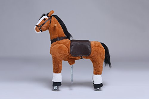 UFREE HORSE 36“ Medium fahrendes Schaukelpferd, Kuscheltier, Pony auf Rollen, Geburtstagsgeschenk für Kinder 3-9 - 3