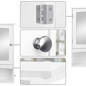 VASAGLE Spiegelschrank, Wandschrank verstellbarem Einlegeboden