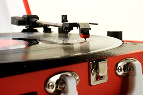 Grausch RPS101 Briefcase Style Three-Speed Portable Vinyl Turntable Record Player with Built-In Stereo Speakers (Green) - Image 7