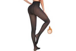 Jiuday Collant Polaire Femme Effet Transparent, Collants Thermiques, Collant Chaud Femme Hiver, Collant Opaque Grande Taille Élasticité Taille Haute