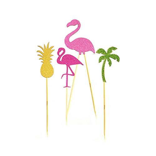 BESTOMZ 12 Stück Hawaii Cake Toppers Flamingo Ananas Deko Picker für Luau-Beach-Party - 2