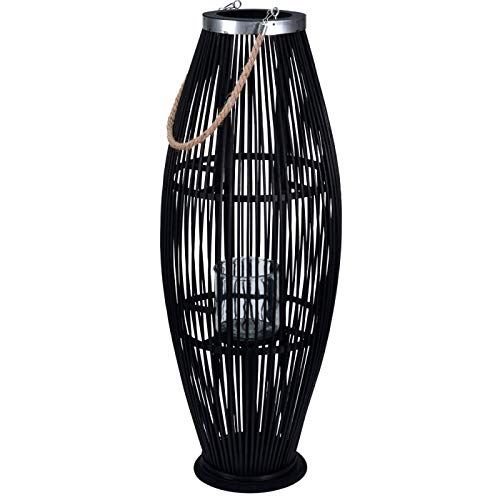 AiO-S - Farol para Exterior Grande de bambú, Farol de jardín de Aprox. 32 x 83 cm.