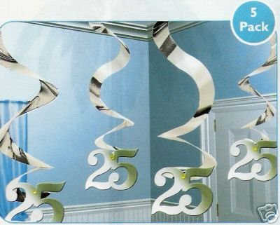 Amscan International Silver Anniversary Hnaging Swirl Dekorationen, 5 Stück