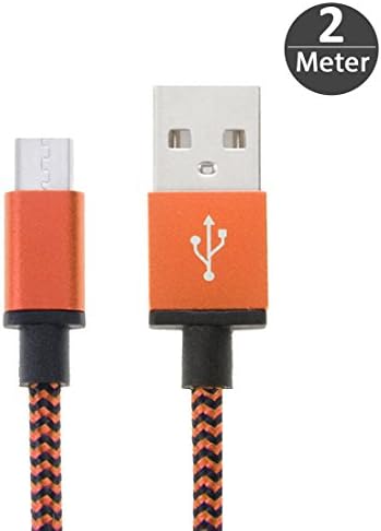 wortek Micro 2 m USB 2.0 High Speed Charging Cable Nylon Orange