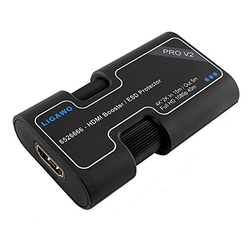 Ligawo 6526666 HDMI Kabel Booster Pro V2 Verstärker Repeater ( 4Kx2K UHD, 1080p, 3D, HDCP 2.2, Signalverstärker bis 80m mit ESD Schutz passiv )