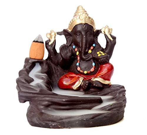 PCM BIOTECH Backflow Incense Burner Lord Ganesh with Free 10 Backflow Cones (Red)