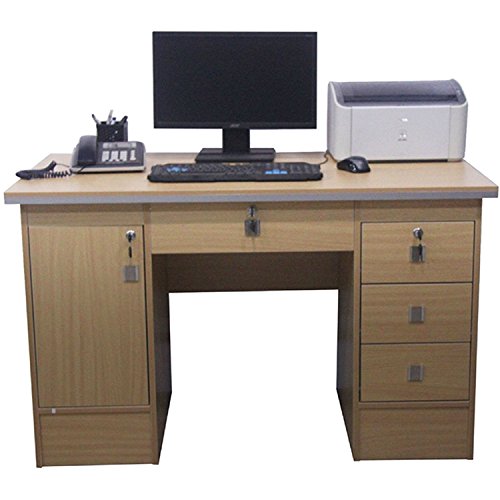 Computer Desk,PC Table Computer Workstation,Office Desk For Home Office Furniture in Beech, Black ,Walnut, White & Oak with 3 Locks (Beech Desk 617-110)