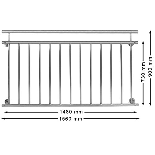 Homelux FB156S Edelstahl V2A Französischer Balkon Geländer Fenstergitter Balustrade 156 x 90 cm Satin - 5