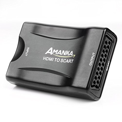 AMANKA HDMI a SCART Convertidor de Euroconector HD Vídeo Compuesto Adaptador de Audio Estéreo para Sky HD BLU Ray DVD TV PS3