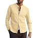 Produktbild Realde Herren Langarm Hemd T-Shirt Freizeit Baumwolle und Leinen Knopf Herren Freizeit Langarmshirt Passt super auch zur Jeans Männer BequemTops Oberteil Größe M-XXXL