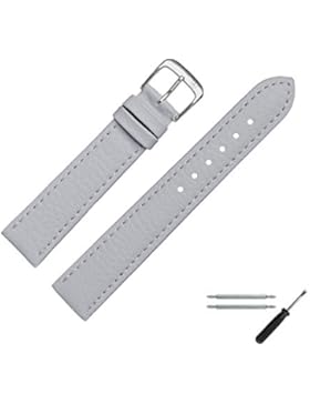 MARBURGER Uhrenarmband 20 mm Leder Grau - Vegan - Inkl. Zubehör - Ersatzarmband, Schließe Silber - 5202015000120