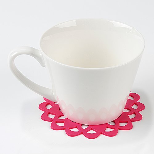 YOKIRIN 3x PVC Silikon Untersetzer aus Filz für Tisch und Bar als Glasuntersetzer / Getränkeuntersetzer für Glas und Gläser Rot + Grün + Braun(Durchmesser:9.5cm) - 7