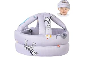 OKYDOKY Baby Head Protector for Crawling,Infant Safety Helmet & Walking Baby Helmet，for Age 6-36 Months, Grey Zoo(1pc)