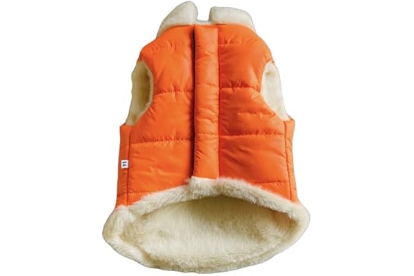 Woofiezz Dog Winter Jacket - Warm And Comfortable Dog Jacket For Winter, Suitable For All Breeds - Stylish Winter Clothes For Dogs Stylish Cold Weather Coats For Dogs - Orange - Beige, 1 Count