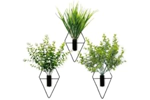 FuxFuis 3 PCS Vases Muraux avec Plantes Artificielles, Plantes Artificielles Suspendues avec Pot, Pot de Fleurs Suspendu, Pots de Fleurs Muraux, Suspension Plante pour Cuisine, Bureau, Chambre