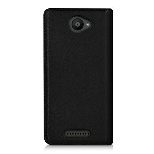 kwmobile Funda para bq Aquaris U U Lite - Carcasa para m  vil de  Cuero sint  tico  - Case  Plegable  en  Negro 