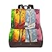 Produktbild De Li Sheng Damen Lederrucksack Seasons Tree Changes Pattern Leather Travel Bag Campus Backpack