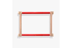 Luca-S SRL Marco para bordado, con clips, marco de punto de cruz, marco para tapiz, marco de costura (25 x 32 cm), color beige y rojo