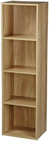 Furnituremaxi 4 Tier Wooden Bookcase Display Shelves Storage Unit Home Office, Wood, Oak, 30 x 23.5 x 106 cm