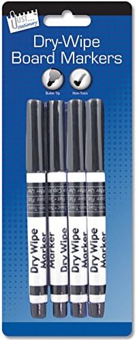 Just Stationary Dry Wipe Markers - Black (Pack of 4), 1001