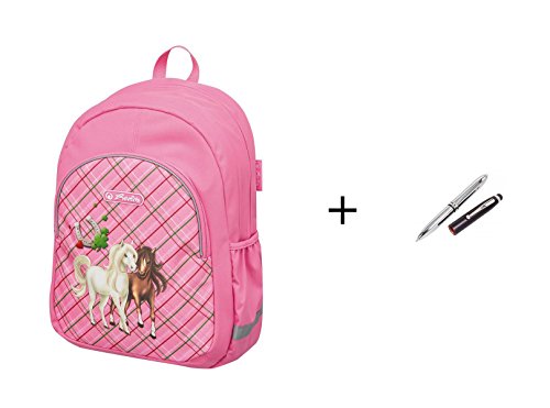 Preisvergleich Produktbild Herlitz Rucksack "Pferde" + LED Touchpen Kugelschreiber
