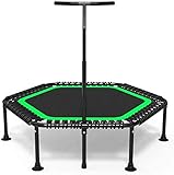 Mr.T / Trampoline intérieur 52'Fitness Trampoline avec T-Guidon réglable, for l'exercice Trampoline Adultes ou Enfants, Bungee rebondeur Trampoline Gym/Home, Max.Chargez avec 250 kg Ventouse en ver