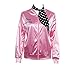Produktbild Nofonda Halloween Kostüm, Ladies Pink schicke Jacke 50er 60er 70er Jahre Damen Kostüm, Pink Jacke aus Satin mit Polka Dots Schal, Party Rock n Roll (XXX-Large)