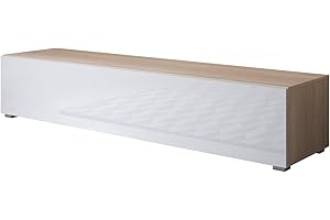 MB Muebles Bonitos | Mobile TV con Piedini 2 cm Modello Luke H2 | Lunghezza 160 cm x profondità 40 cm x Altezza 32 cm | Finitura Lucida | Sonoma e Bianco