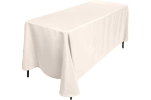 Trimming Shop Ivory Table Cloth - 70 Inch x 144 Inch Polyester Rectangle Tablecloth, Washable, Wrinkle Resistant Table Cover for Dining, Buffet Parties, Picnic, Wedding, Birthday Party, Pack of 1